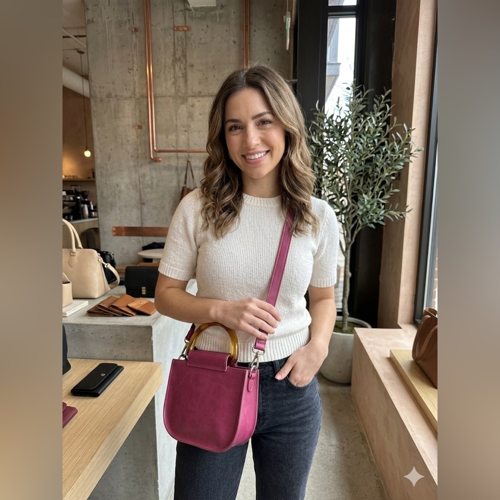 Pink Handbag with Yellow Handle